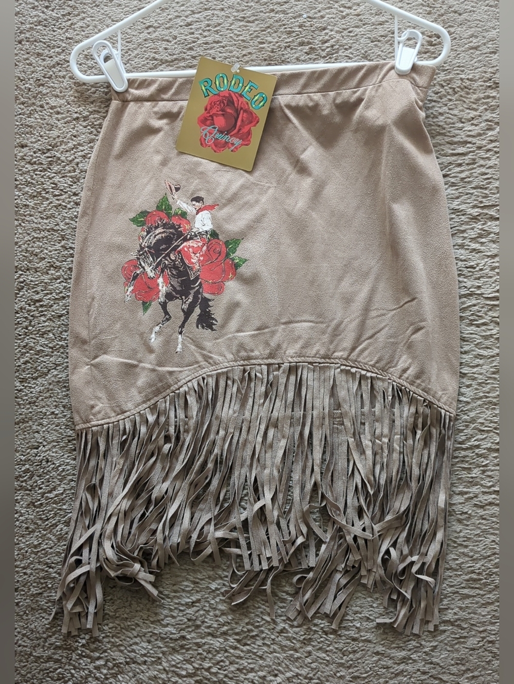 Rodeo Quincy Faux Suede Fringe Skirt NWT M/L